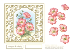 Watercolor Poppies Birthday Topper