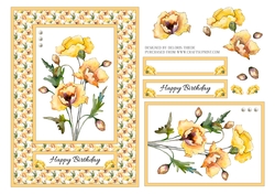 Lovely Watercolor Poppies Birthday Topper