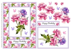 Lovely Watercolor Peonies Birthday Topper