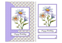 Watercolor Daisies Birthday Topper (Purple)