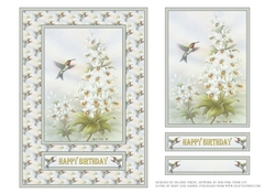 Lovely Rob Pohl Watercolor Hummingbird/Floral Birthday Topper