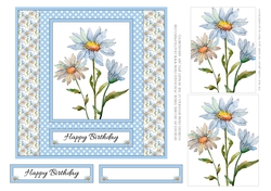 Pretty Watercolor Daisy Pyramid Birthday Topper