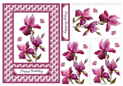 Lovely Watercolor Iris Pyramid Birthday Topper