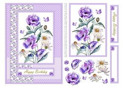 Lovely Watercolor Poppies Birthday Topper 