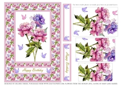 Lovely Watercolor Peonies Pyramid Topper