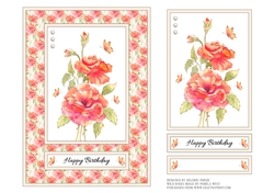Lovely Wild Roses/Butterflies Birthday Topper