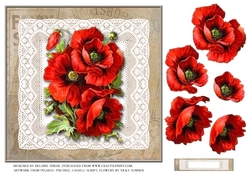 Lovely Vintage Poppies Topper (Tan background)