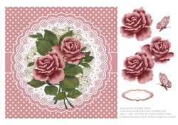 Lovely pink roses on a lace doily