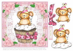 Cute Cupcake Mousie Birthday Topper