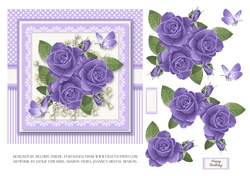 Butterflies and roses on lace (purple)