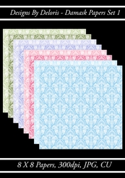 Lovely Damask Papers Set 1 (Floral Family Color Palette)