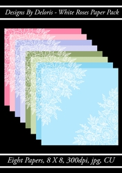 Lovely White Roses Paper Pack (Floral Family Color Palette)