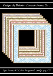 Lovely Damask Frames Set 1 (Floral Family Color Palette)