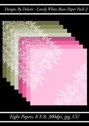 Lovely White Roses Paper Pack 2 (Regal Rose Color Palette)