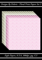 Floral Print Papers Set 2  (Regal Rose Color Palette)