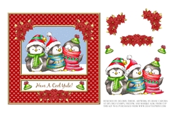 Have A Cool Yule Penguin Trio Topper (Red)