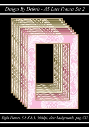 A5 Lace Frames Set 2 (Regal Rose Color Palette)