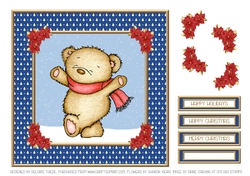 Cute Holiday Teddy Topper (Blue)