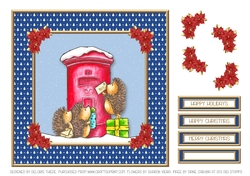 Cute Christmas Hedgehogs Mailing Letters (Blue)