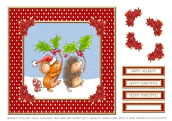 Cute Christmas Critters Celebrating (Red)