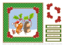 Cute Christmas Critters Celebrating (Green)