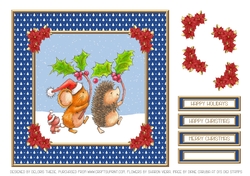 Cute Christmas Critters Celebrating (Blue)