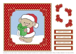 Cute Little Santa Bear Topper (Red)
