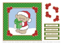 Cute Little Santa Bear Topper (Green)