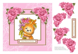 Happy Blooming Birthday Teddy Bear Topper