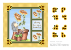 Cute Hedgehog Birthday Topper - Card Three