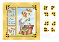 Cute Hedgehog Birthday Topper - Card Four