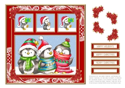 Cute Holiday Topper - Penguin Pals (Red)