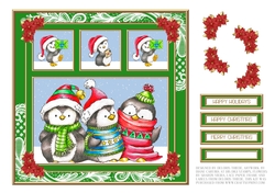 Cute Holiday Topper - Penguin Pals (Green)