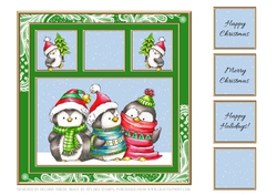 Cute Penguins Holiday Topper (Green)