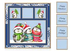 Cute Penguins Holiday Topper (Blue)