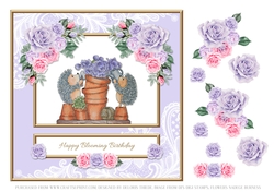 Happy Blooming Birthday Hedgehog Topper
