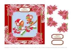 Cute Christmas Critters (Blue snowy background)