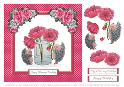 Happy Blooming Birthday Hedgehog Topper