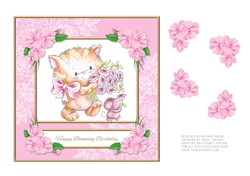 Happy Blooming Birthday - Cute Kitty Topper