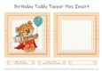 Cute Teddy Bear Birthday Topper Plus Insert