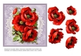 Lovely red poppies on vintage lace doily (purple)