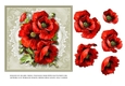 Lovely red poppies on vintage lace doily (green)