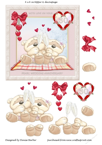 300 dpi 6x6in Topper & Decoupage - Pearl (30th) Wedding Anniversary
