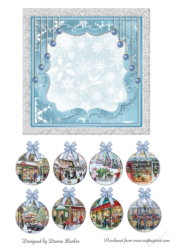 300dpi 6x6 in insert for Christmas Scene Bauble Toppers,