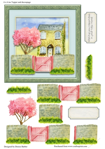 300dpi 6 x 6 ins Topper & Decoupage, choice of tag, New Home/birthday