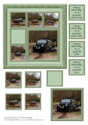 300dpi 6x6ins Topper & Decoupage-Birthday-Land Rover Defender-Dad, Son, Brother, Grandad