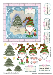 300dpi 6x6ins topper & decoupage-Christmas Gnome-Daughter, Mum, Granddaughter, Niece