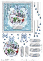 300 dpi 6x6 in Topper & Decoupage - Christmas scene Bauble - choice of tags no.1