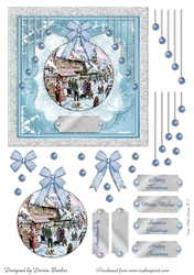 300 dpi 6x6 in Topper & Decoupage - Christmas scene Bauble - choice of tags no.2