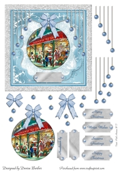 300 dpi 6x6 in Topper & Decoupage - Christmas scene Bauble - choice of tags no.4